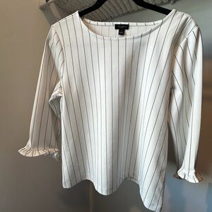 Ann Taylor Factory White Blouse with Black Pinstripes